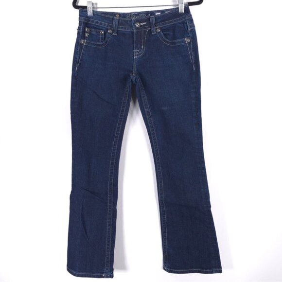 MISS ME EASY BOOT Jeans Embroidered JE5639E2R DK 52C Size 26 - Picture 2 of 14
